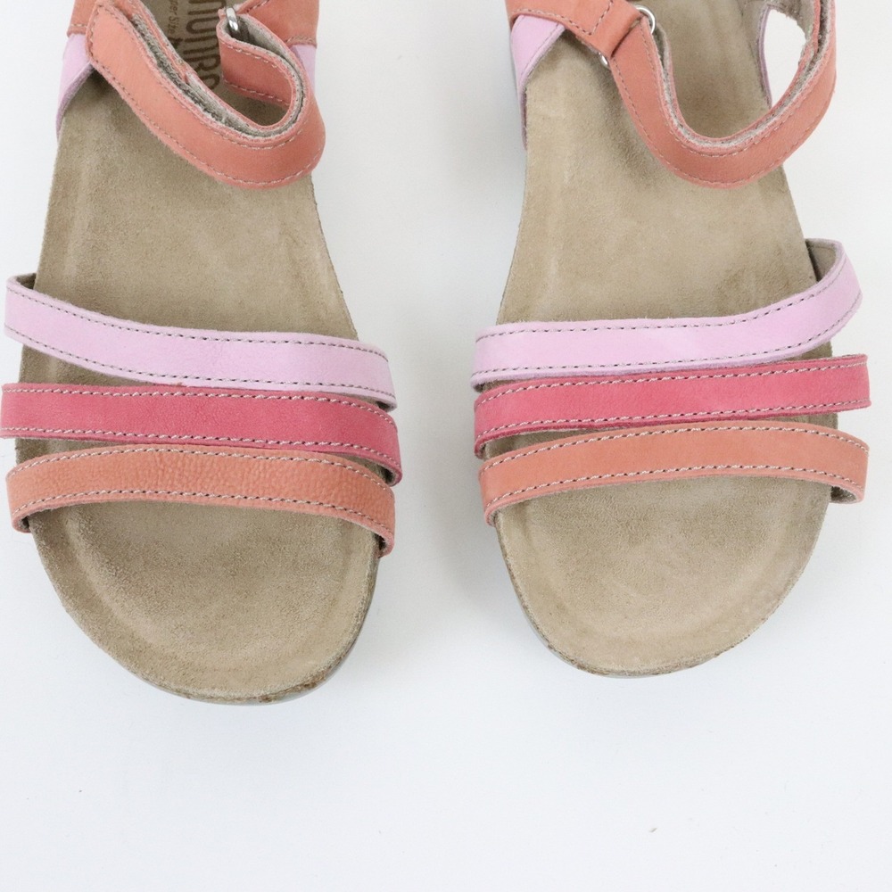 Munro Summer Sandals 7 Sherbet Pink Leather Fabric Adjustable Strap MA86558 - Picture 4 of 9